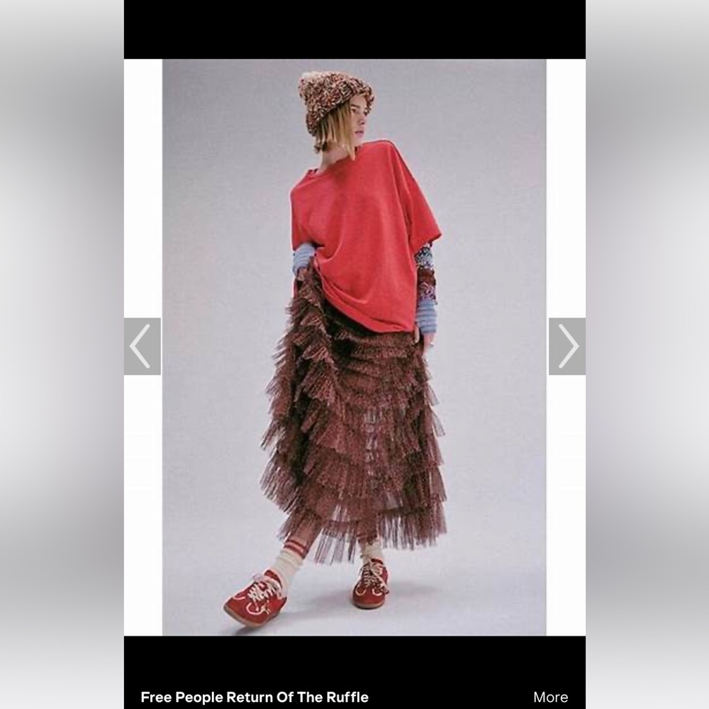 Free People Return of the Ruffle leopard Maxi Skirt